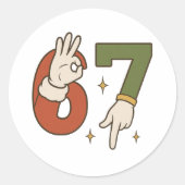 Six Seven 67 6 7 Christmas Santa Elf Meme ラウンドシール (正面)