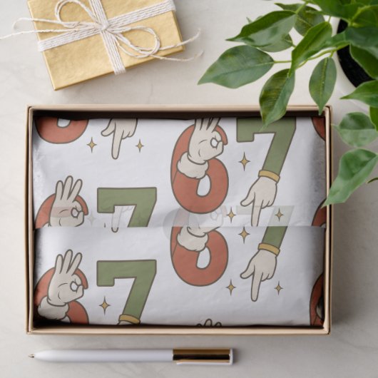 Six Seven 67 6 7 Christmas Santa Elf Meme 薄葉紙 (ギフト)