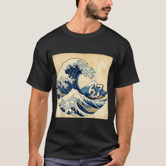 Six Seven 67 6-7 Japanese The Great Wave Off Kanag Tシャツ (正面)