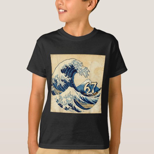Six Seven 67 6-7 Japanese The Great Wave Off Kanag Tシャツ (正面)