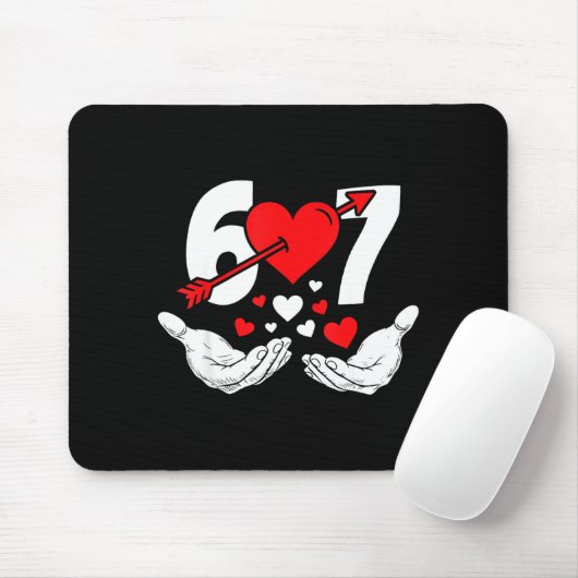 Six Seven 67 6 7 Kids 67 Meme Hands Funny Valentin マウスパッド (マウス)