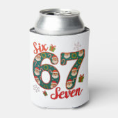 Six Seven 67 6 7 Meme Christmas Xmas Santa Hat 缶クーラー (缶正面)