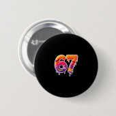 Six Seven 67 6 7 Meme Design Funny Ice Cream Drip  缶バッジ (正面&裏面)