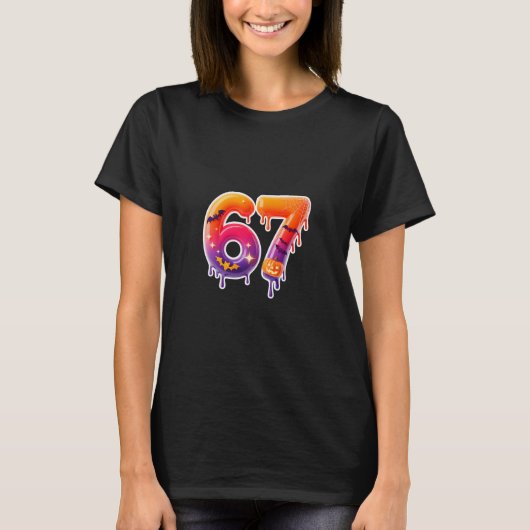Six Seven 67 6 7 Meme Design Funny Ice Cream Drip Tシャツ (正面)