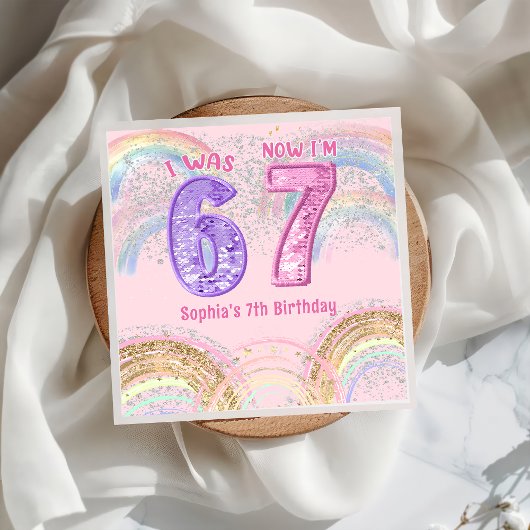 Six Seven 67 Birthday Napkins スタンダードカクテルナプキン