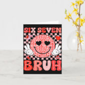 Six Seven 67 Bruh 6 7 Cute Hearts Happy Valentines カード (黄色い花)