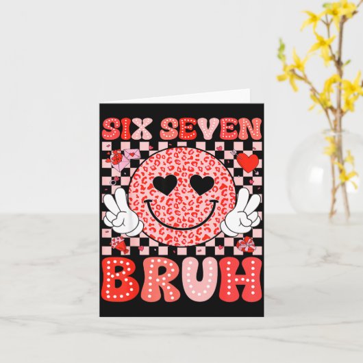 Six Seven 67 Bruh 6 7 Cute Hearts Happy Valentines カード (黄色い花)