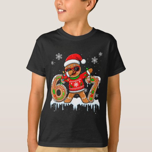 Six Seven 67 Christmas Funny Santa Gingerbread Dab Tシャツ (正面)