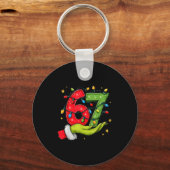 Six Seven 67 Christmas Lights Hand Signs Elf Light キーホルダー (正面)