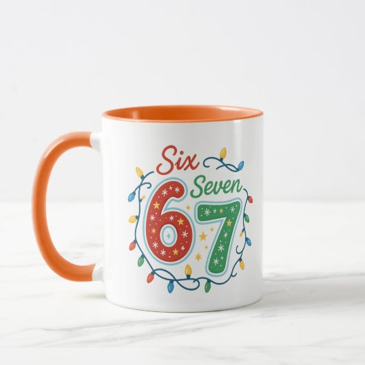Six Seven 67 Christmas Meme Mug, Funny Holiday マグカップ (左)