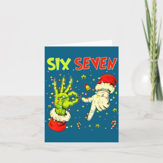 Six Seven 67 Funny Hand-sign Christmas Meme  カード (正面)