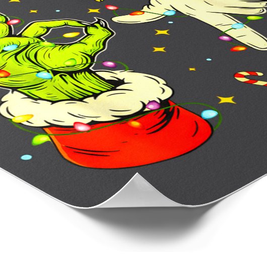 Six Seven 67 Funny Hand-sign Christmas Meme  ポスター (角)