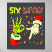 Six Seven 67 Funny Hand-sign Christmas Meme  ポスター (正面)