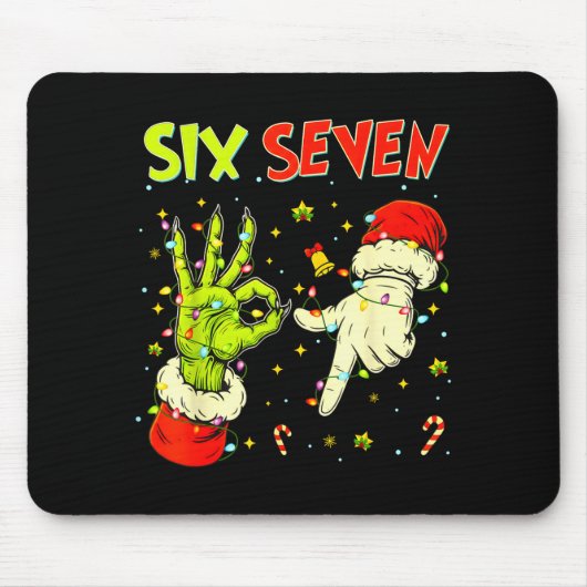 Six Seven 67 Funny Hand-sign Christmas Meme  マウスパッド (正面)