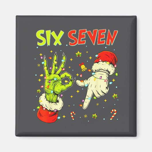Six Seven 67 Funny Hand-sign Christmas Meme  マグネット (正面)