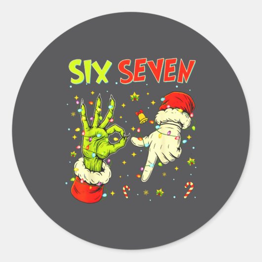 Six Seven 67 Funny Hand-sign Christmas Meme  ラウンドシール (正面)
