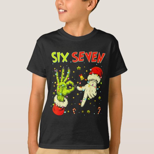 Six Seven 67 Funny Hand-sign Christmas Meme  Tシャツ (正面)
