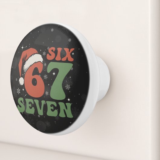 Six Seven 67 Funny Santa Hat Christmas Xmas Meme セラミックノブ