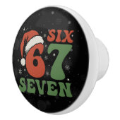 Six Seven 67 Funny Santa Hat Christmas Xmas Meme セラミックノブ (右)