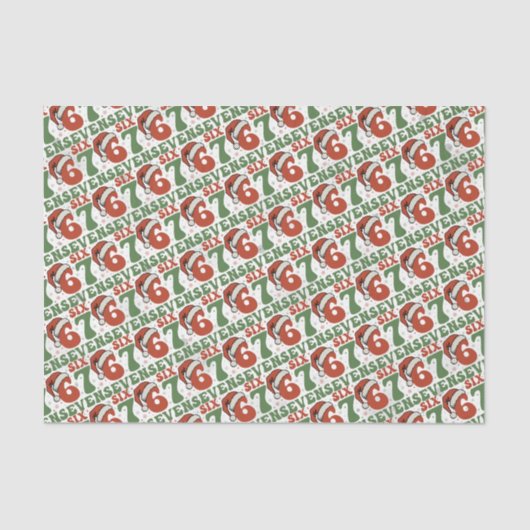 Six Seven 67 Funny Santa Hat Christmas Xmas Meme 薄葉紙 (正面)