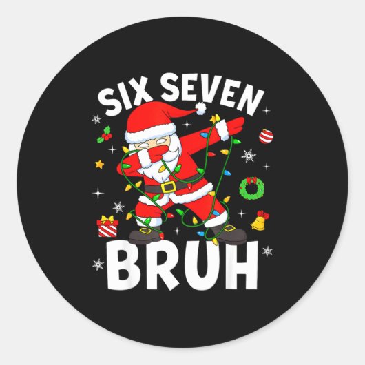 Six Seven 67 Gen Z Alpha Meme Bruh Christmas Dabbi ラウンドシール (正面)