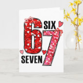 Six Seven 67 Hearts 6 7 Meme Boys Girls Kids Valen カード (黄色い花)