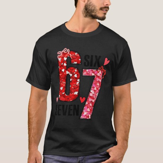 Six Seven 67 Hearts 6 7 Meme Boys Girls Kids Valen Tシャツ (正面)