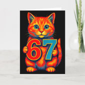 Six Seven 67 Meme 6 7 Cat Youth Boy Girl カード (正面)