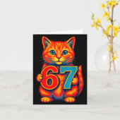 Six Seven 67 Meme 6 7 Cat Youth Boy Girl  カード (黄色い花)