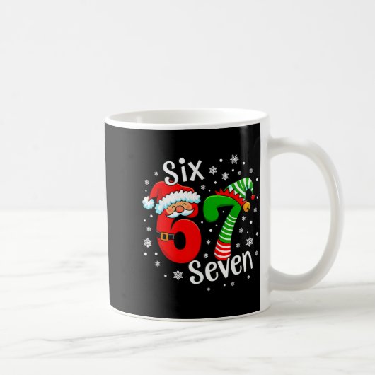 Six Seven 67 Meme 6 7 Elf Santa Christmas コーヒーマグカップ (右)