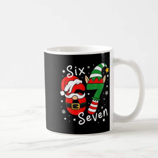 Six Seven 67 Meme 6 7 Elf Santa Christmas Pajamas コーヒーマグカップ (右)