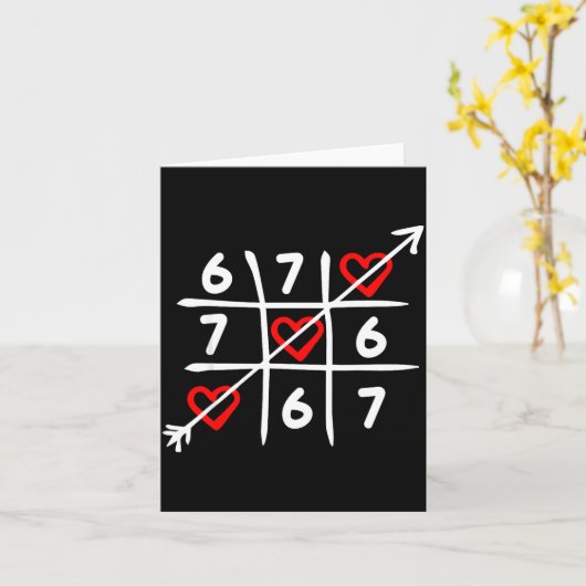 Six Seven 67 Meme 6 7 Valentines Day Heart Men Wom カード (黄色い花)