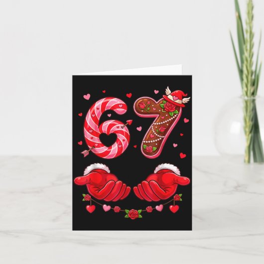 Six Seven 67 Meme 6 7 Valentines Day Heart Men Wom カード (正面)