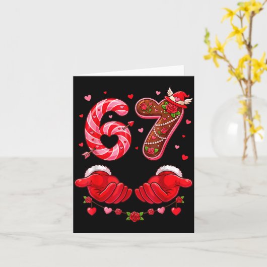 Six Seven 67 Meme 6 7 Valentines Day Heart Men Wom カード (黄色い花)