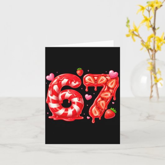 Six Seven 67 Meme 6 7 Valentines Day Heart Men Wom カード (黄色い花)