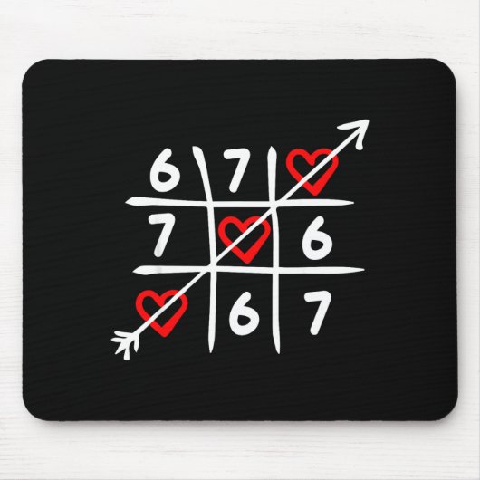Six Seven 67 Meme 6 7 Valentines Day Heart Men Wom マウスパッド (正面)