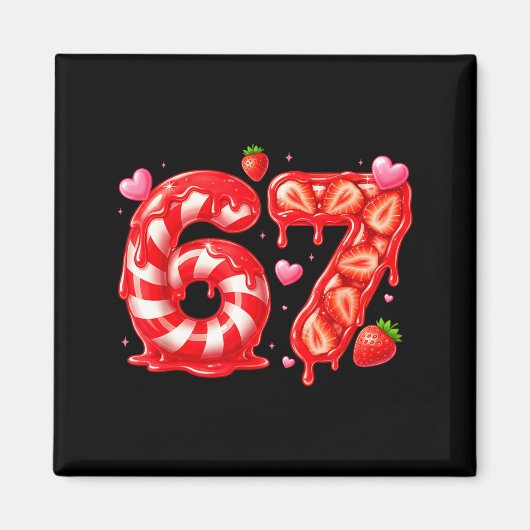 Six Seven 67 Meme 6 7 Valentines Day Heart Men Wom マグネット (正面)