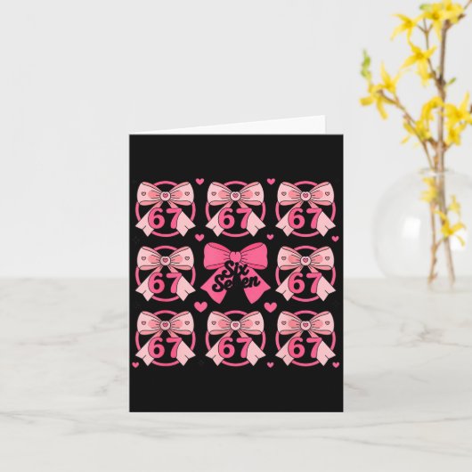 Six Seven 67 Meme Coquette Bow 6 7 Valentines Day  カード (黄色い花)