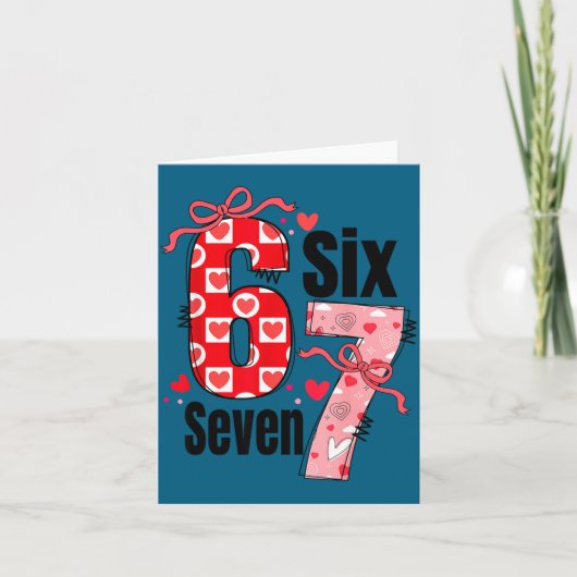 Six Seven 67 Meme Coquette Bow 6 7 Valentines Day  カード (正面)