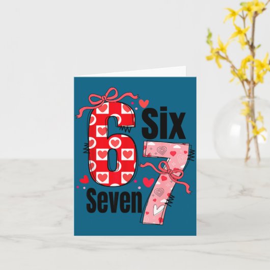 Six Seven 67 Meme Coquette Bow 6 7 Valentines Day  カード (黄色い花)