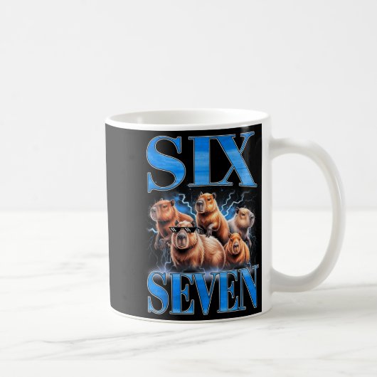 Six Seven 67 Meme Funny Capybara Bootleg Graphic コーヒーマグカップ (右)