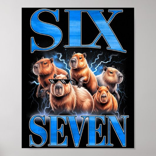 Six Seven 67 Meme Funny Capybara Bootleg Graphic  ポスター (正面)