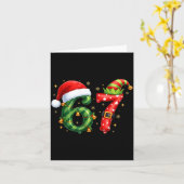 Six Seven 67 Meme Funny Christmas Santa Gen Alpha カード (黄色い花)