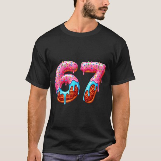 Six Seven 67 Meme Funny Donut Ice Cream Drip Numbe Tシャツ (正面)