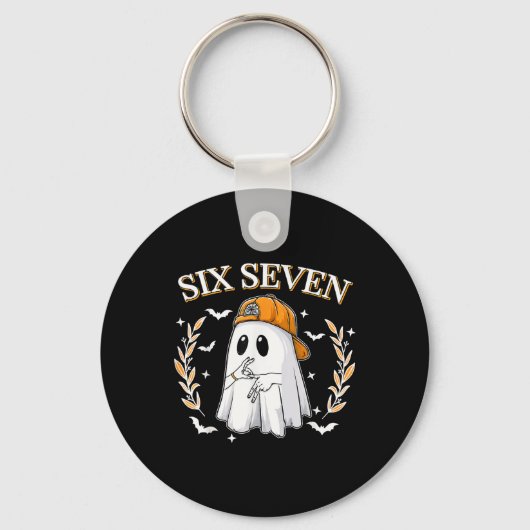 Six Seven 67 Meme Funny Ghost Halloween 6 7 Couple キーホルダー (正面)