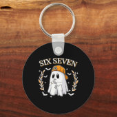 Six Seven 67 Meme Funny Ghost Halloween 6 7 Couple キーホルダー (正面)