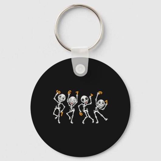 Six Seven 67 Meme Funny Halloween Dancing Skeleton キーホルダー (正面)