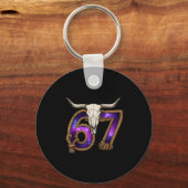 Six Seven 67 Meme Funny Western Cowboy Bull Skull  キーホルダー (正面)
