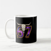 Six Seven 67 Meme Funny Western Cowboy Bull Skull  コーヒーマグカップ (左)