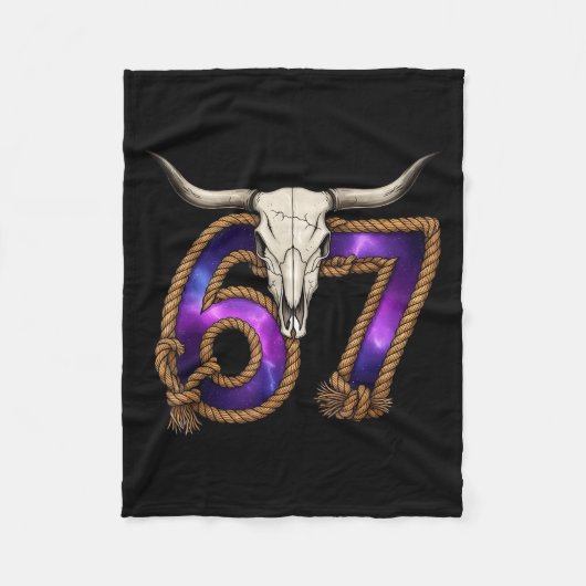 Six Seven 67 Meme Funny Western Cowboy Bull Skull フリースブランケット (正面)